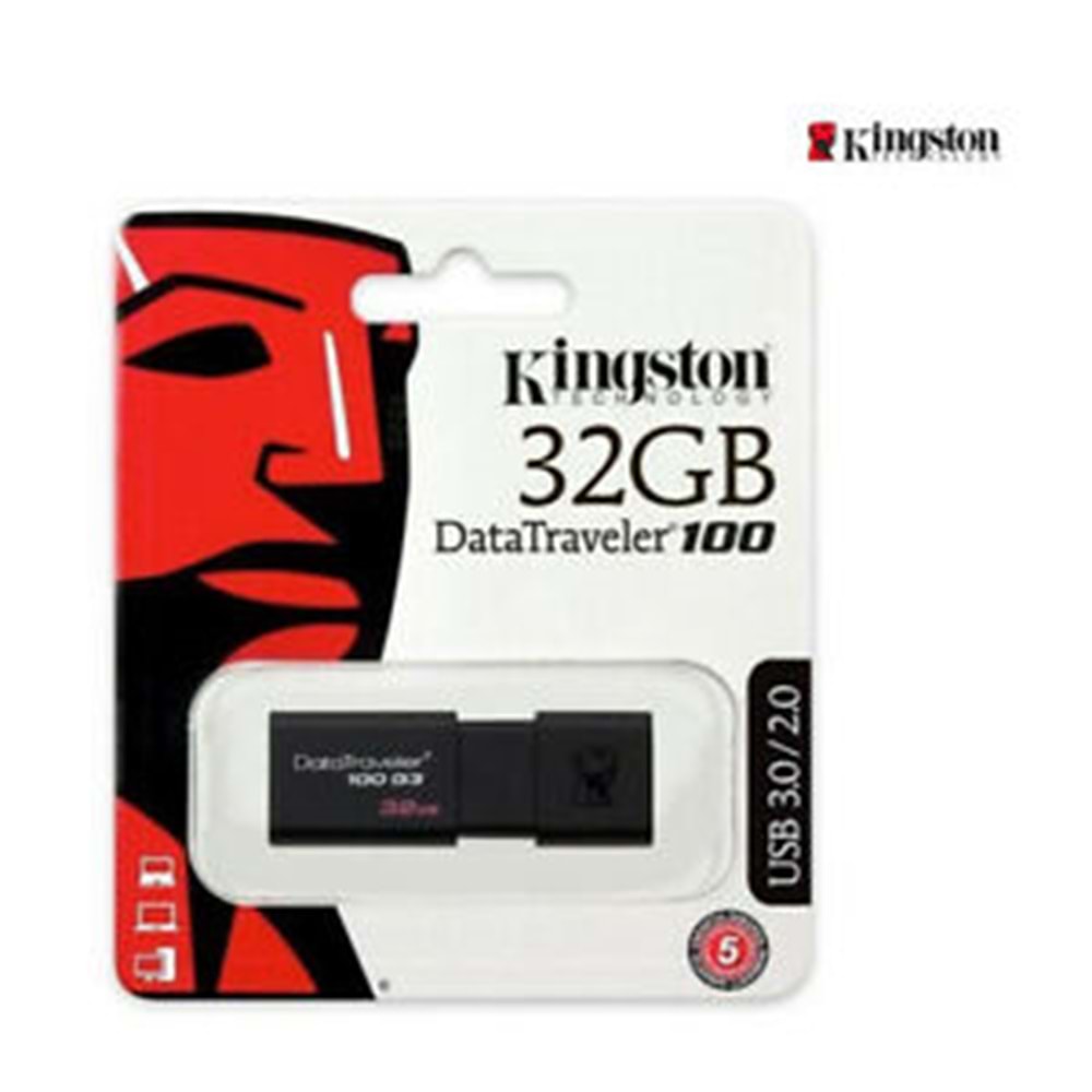 Kingston DT100G3 32 Gb USB 3.0 Siyah Plastik Kasa Flash Bellek