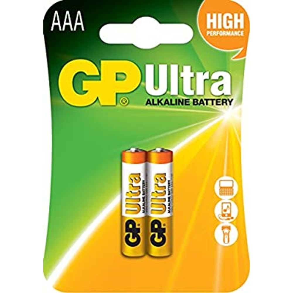 Gp Batteries Gp24Au Ultra Alkalin Lr03/E92/Aaa Ince Kalem Pil, 1.5 Volt 2