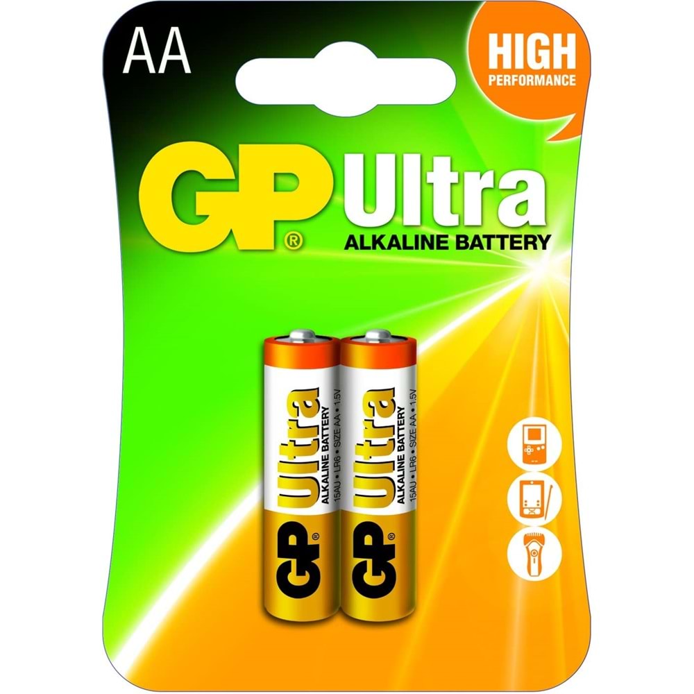 Gp Batteries Gp15Au Ultra Alkalin Lr6/E91/Aa Kalem Pil, 1.5 Volt, 2'Li