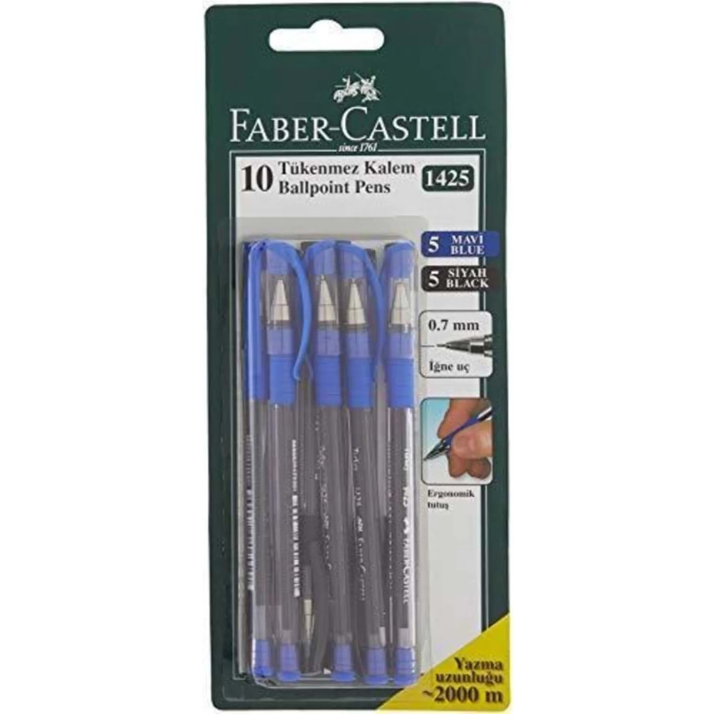 Faber-castell 1425 10'lu 5 Siyah 5 Mavi