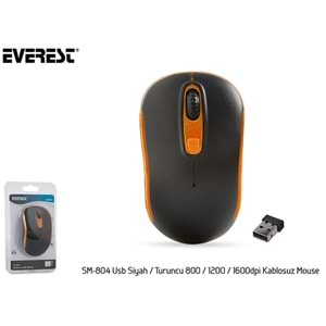 Everest SM-804 Usb Siyah/Turuncu 800/1200/1600dpi Kablosuz Mouse