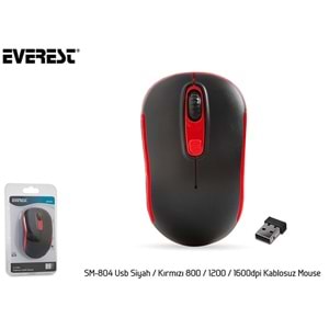 Everest SM-804 Usb Siyah/Kırmızı 800/1200/1600dpi Kablosuz Mouse