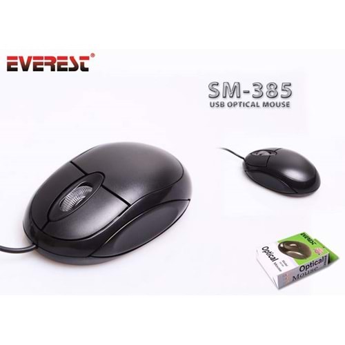 Everest SM-385 Siyah Usb Kablolu Optik 800 Dpı 3 Buton Mouse