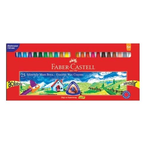 Faber-Castell Mum Pastel Boya Wax Crayon Karton Kutu Silinebilir Üçgen 25 Lİ 12 27 25