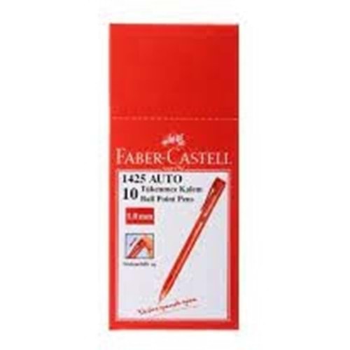 Faber-Castell Tükenmez Kalem 1425 Auto 1.0 MM Bilye Uç Kırmızı ( 10 Lu Kutu ) Basmalı 5211 545521